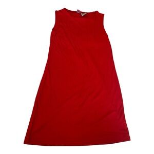 DKNY petite red mini shift dress square neck sleeveless